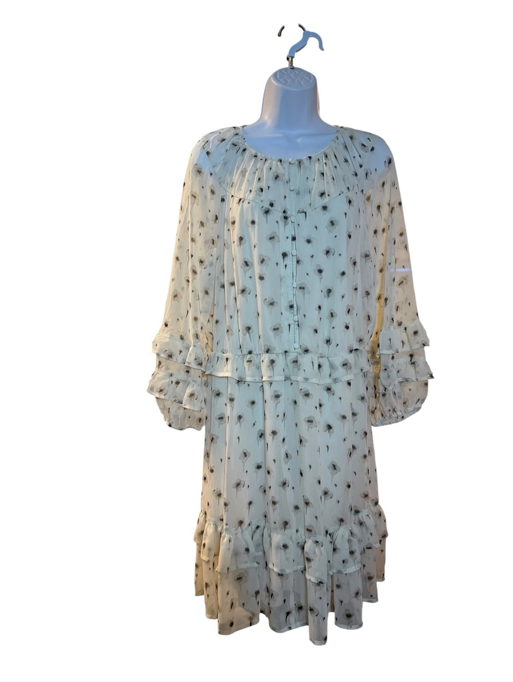Simply Vera Vera Wang Ivory Spotted Ruffle Dress